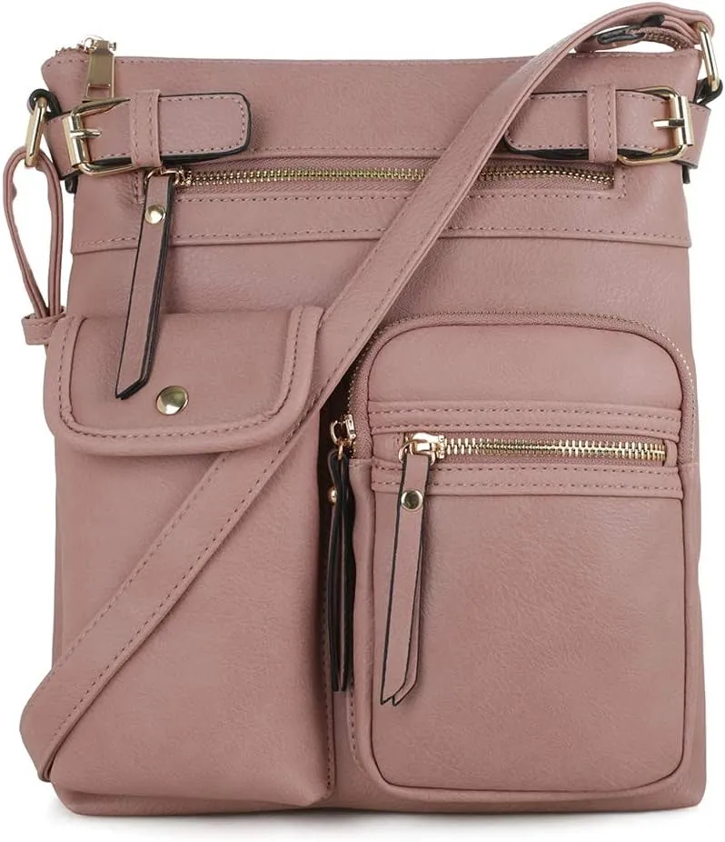 SG SUGU Katie Lightweight Medium Crossbody Bag Shoulder Bag with Multi Pocket for Women