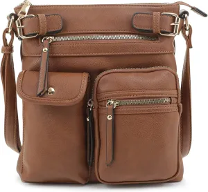 SG SUGU Katie Lightweight Medium Crossbody Bag Shoulder Bag with Multi Pocket for Women