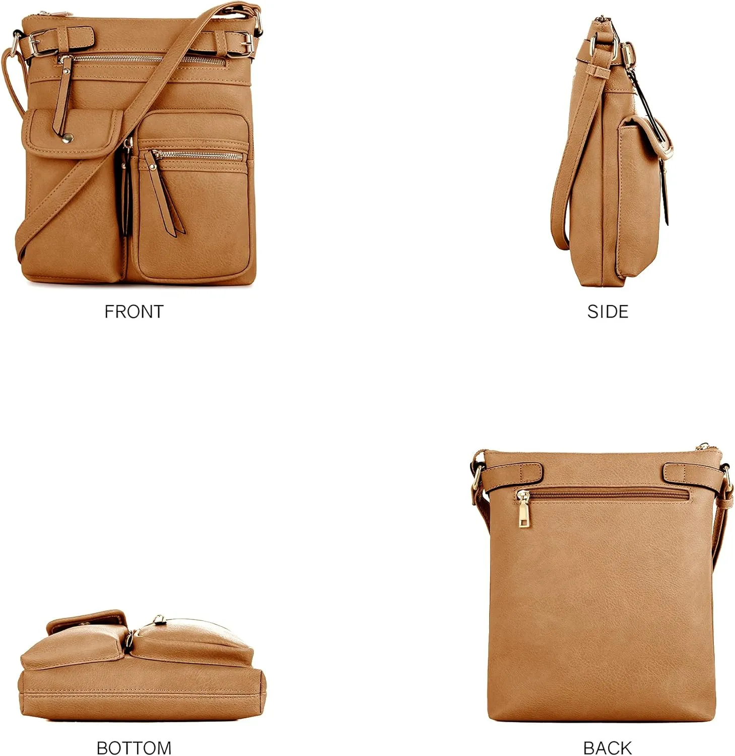 SG SUGU Katie Lightweight Medium Crossbody Bag Shoulder Bag with Multi Pocket for Women