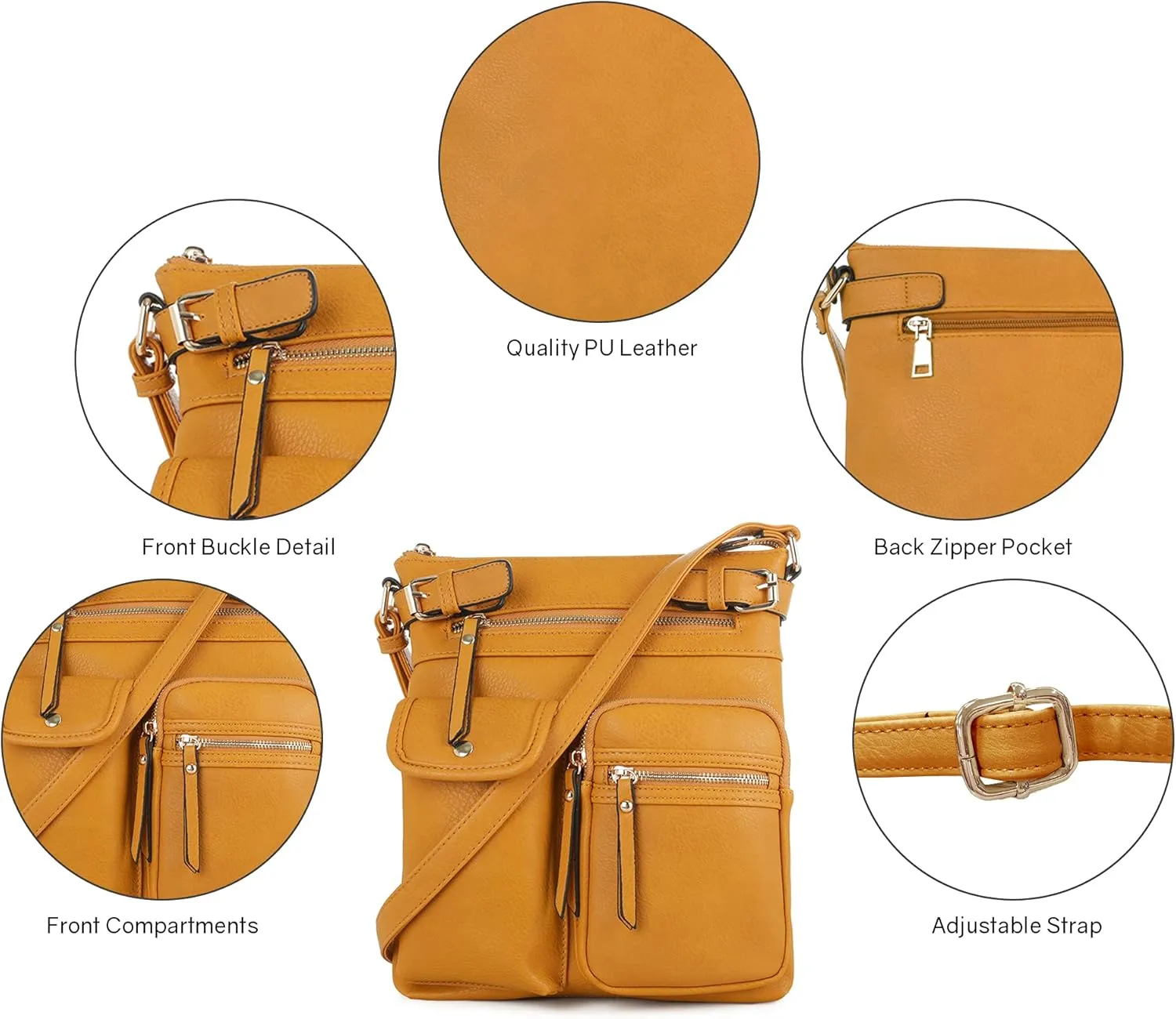 SG SUGU Katie Lightweight Medium Crossbody Bag Shoulder Bag with Multi Pocket for Women