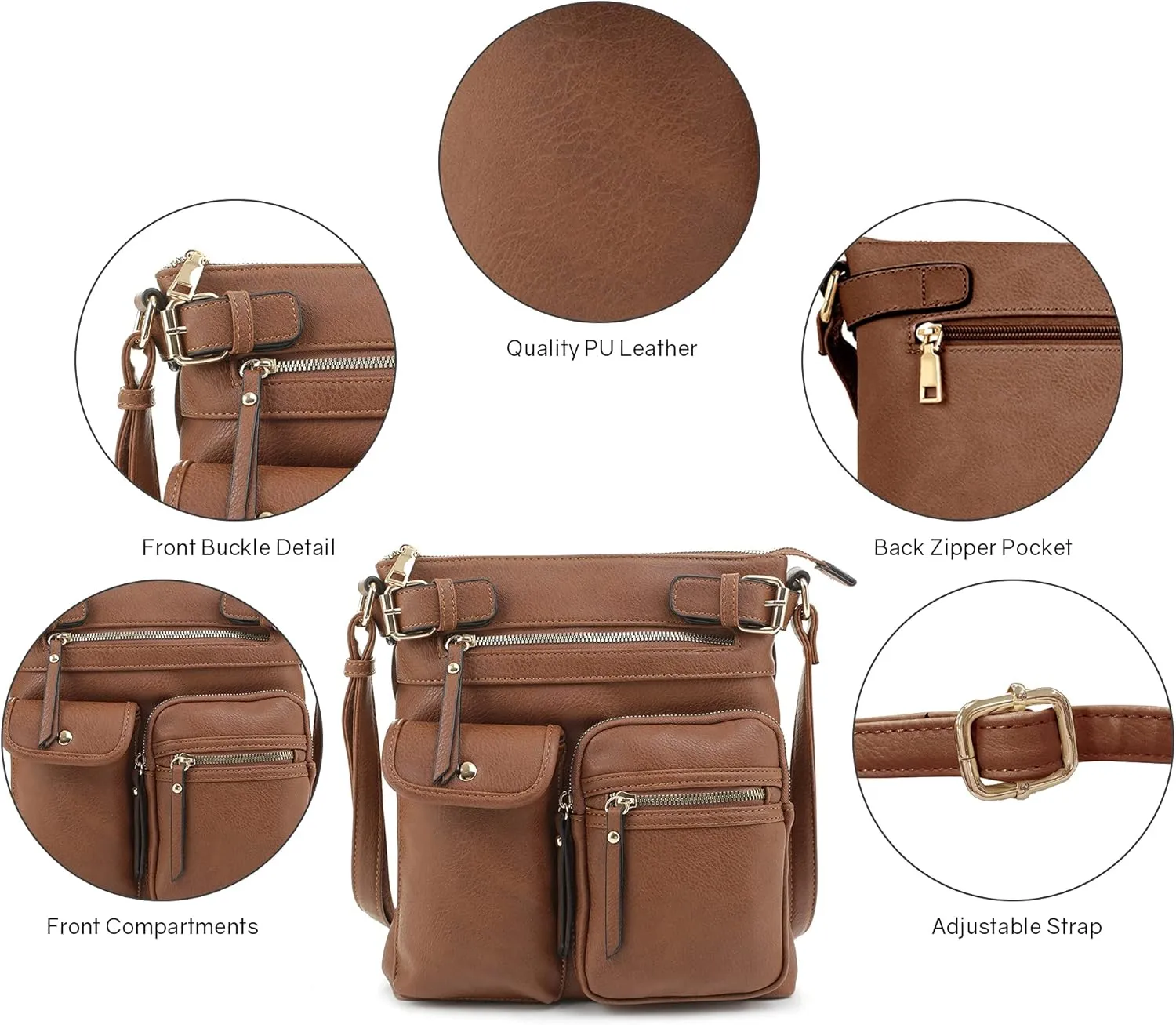 SG SUGU Katie Lightweight Medium Crossbody Bag Shoulder Bag with Multi Pocket for Women