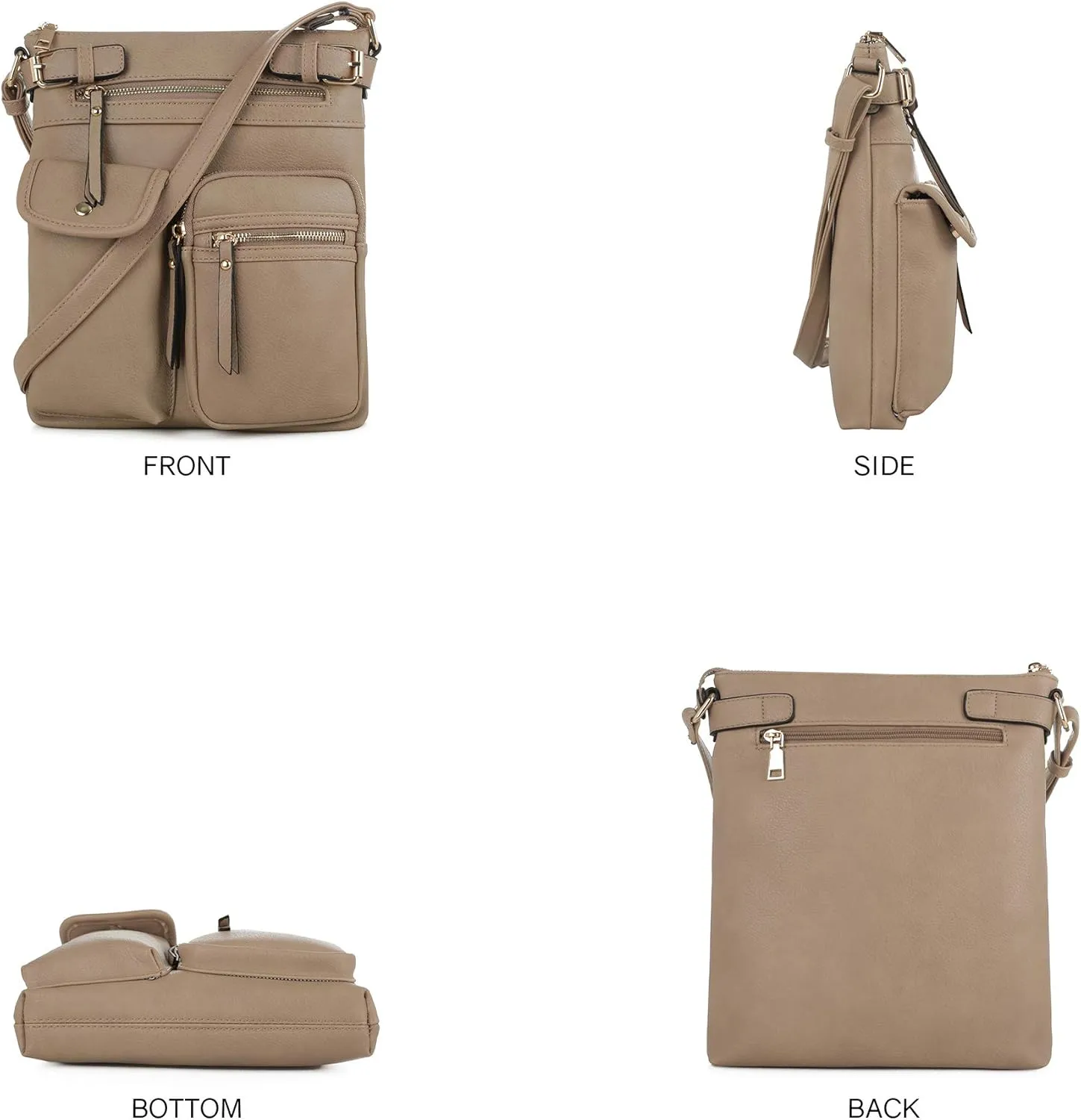 SG SUGU Katie Lightweight Medium Crossbody Bag Shoulder Bag with Multi Pocket for Women