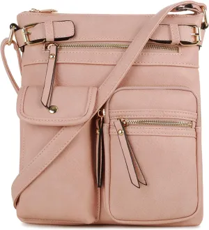 SG SUGU Katie Lightweight Medium Crossbody Bag Shoulder Bag with Multi Pocket for Women
