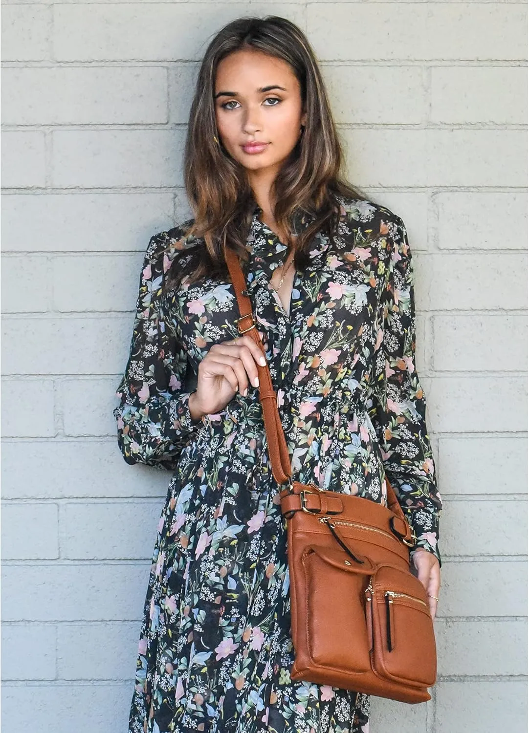 SG SUGU Katie Lightweight Medium Crossbody Bag Shoulder Bag with Multi Pocket for Women