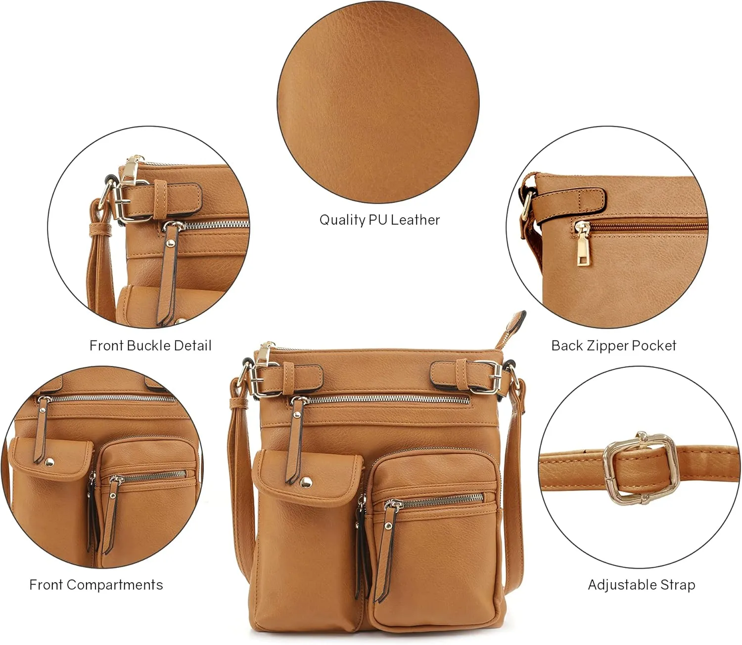 SG SUGU Katie Lightweight Medium Crossbody Bag Shoulder Bag with Multi Pocket for Women