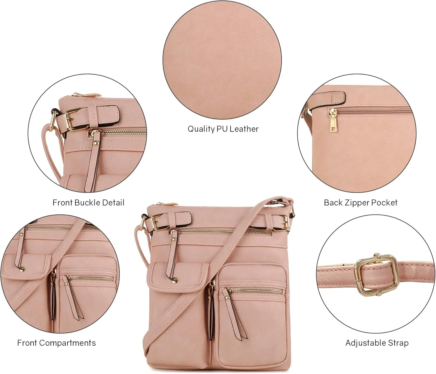 SG SUGU Katie Lightweight Medium Crossbody Bag Shoulder Bag with Multi Pocket for Women