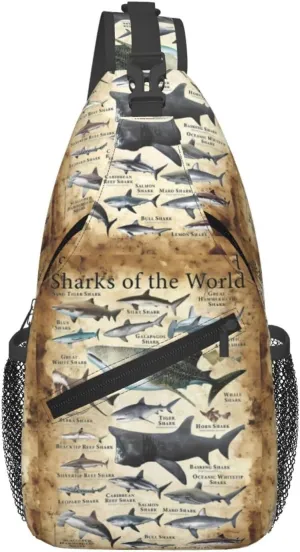 Sharks Of The World Chest Sling Bag Crossbody Shoulder Backpack Bag Gym Cycling Travel Hiking Daypack Cross Bag