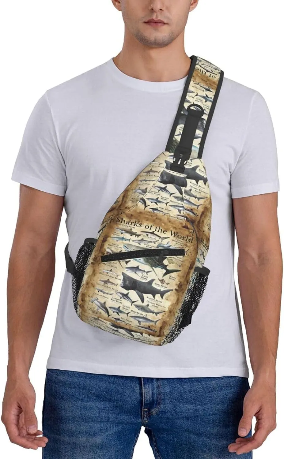 Sharks Of The World Chest Sling Bag Crossbody Shoulder Backpack Bag Gym Cycling Travel Hiking Daypack Cross Bag