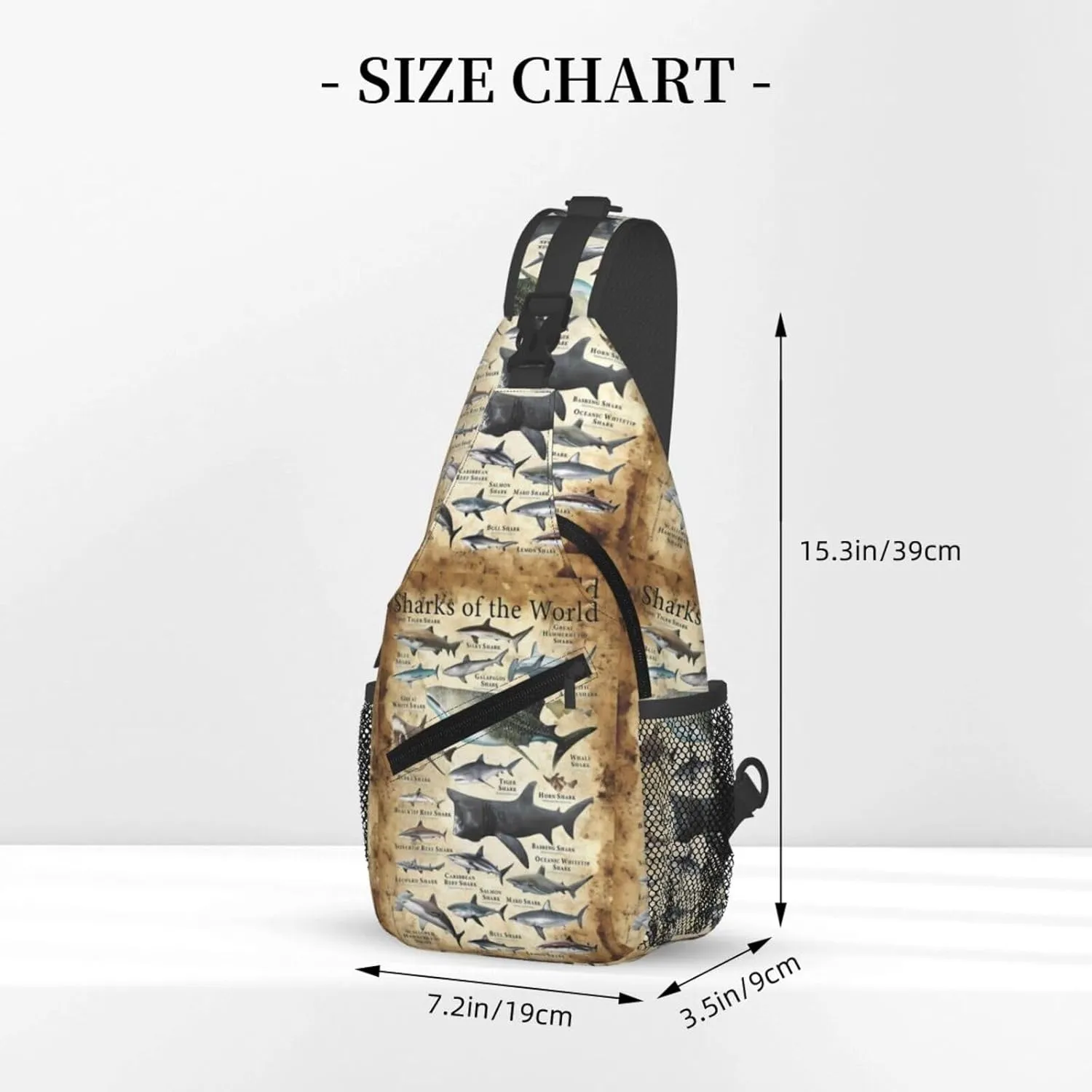 Sharks Of The World Chest Sling Bag Crossbody Shoulder Backpack Bag Gym Cycling Travel Hiking Daypack Cross Bag