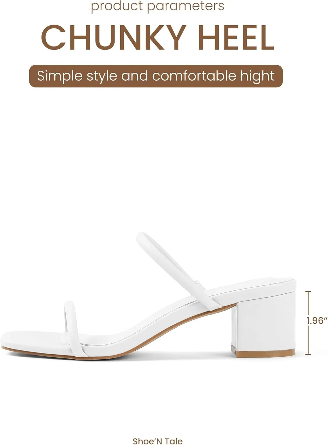 Shoe'N Tale Strappy Heels for Women Square Open Toe Two Strap Low Block Heel Slip on Dressy Sandals Shoes