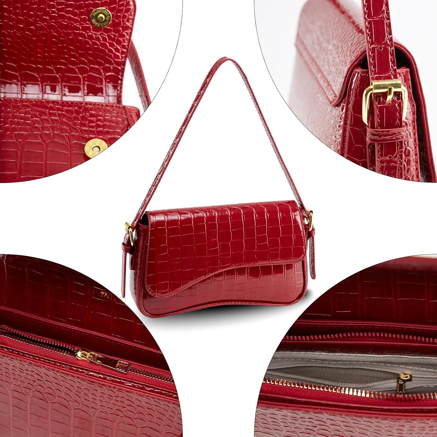 Shoulder Bag for Women Trendy Purse PU Leather Hobo Handbags Clutch Saddle Bag with 2 Removable Stra
