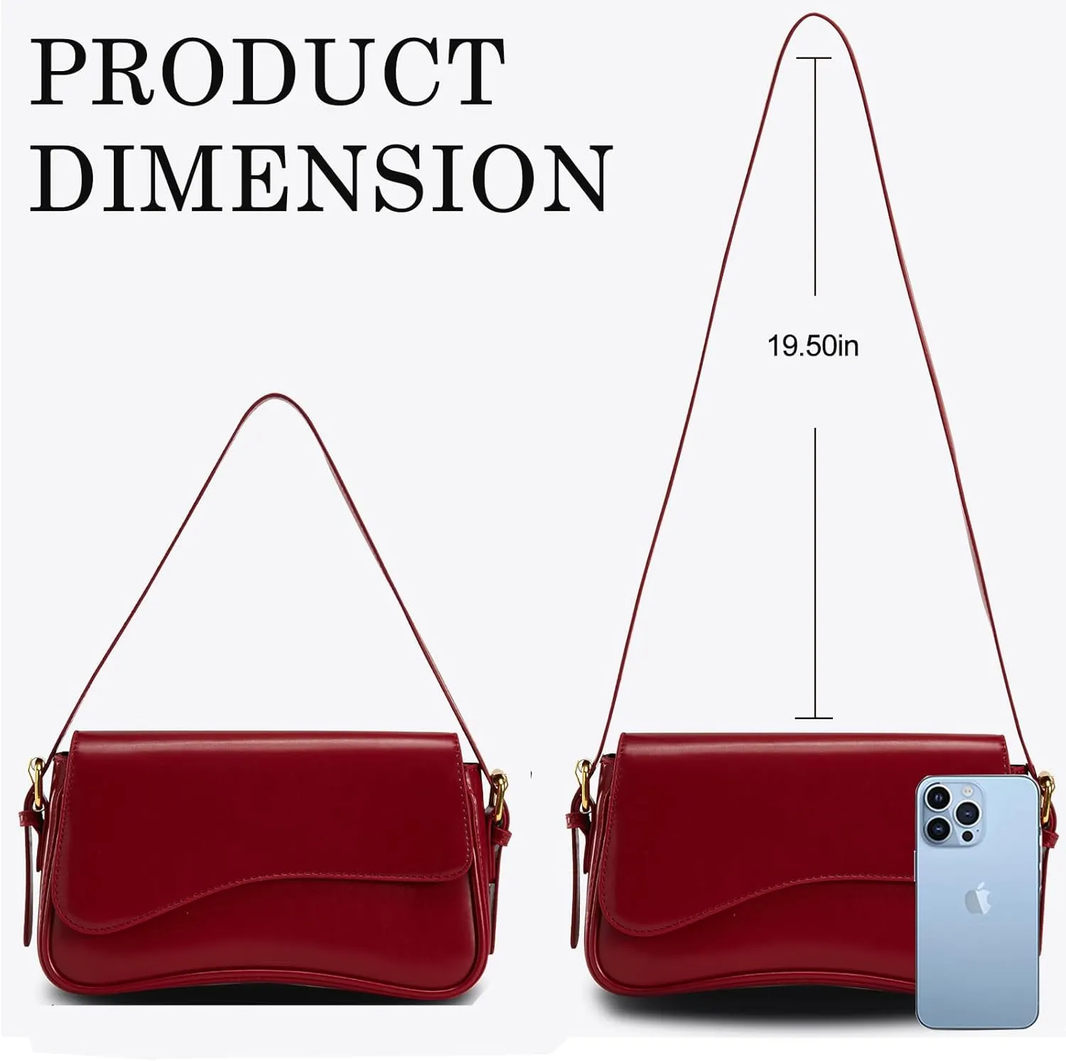 Shoulder Bag for Women Trendy Purse PU Leather Hobo Handbags Clutch Saddle Bag with 2 Removable Stra