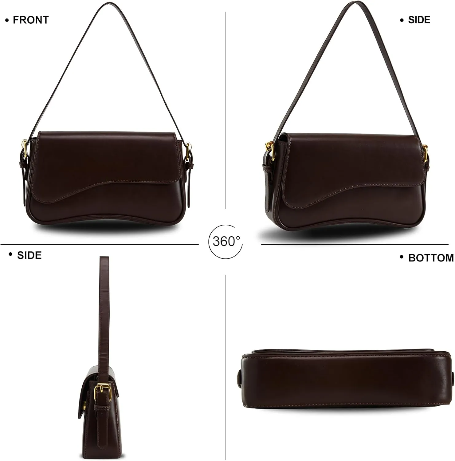 Shoulder Bag for Women Trendy Purse PU Leather Hobo Handbags Clutch Saddle Bag with 2 Removable Stra