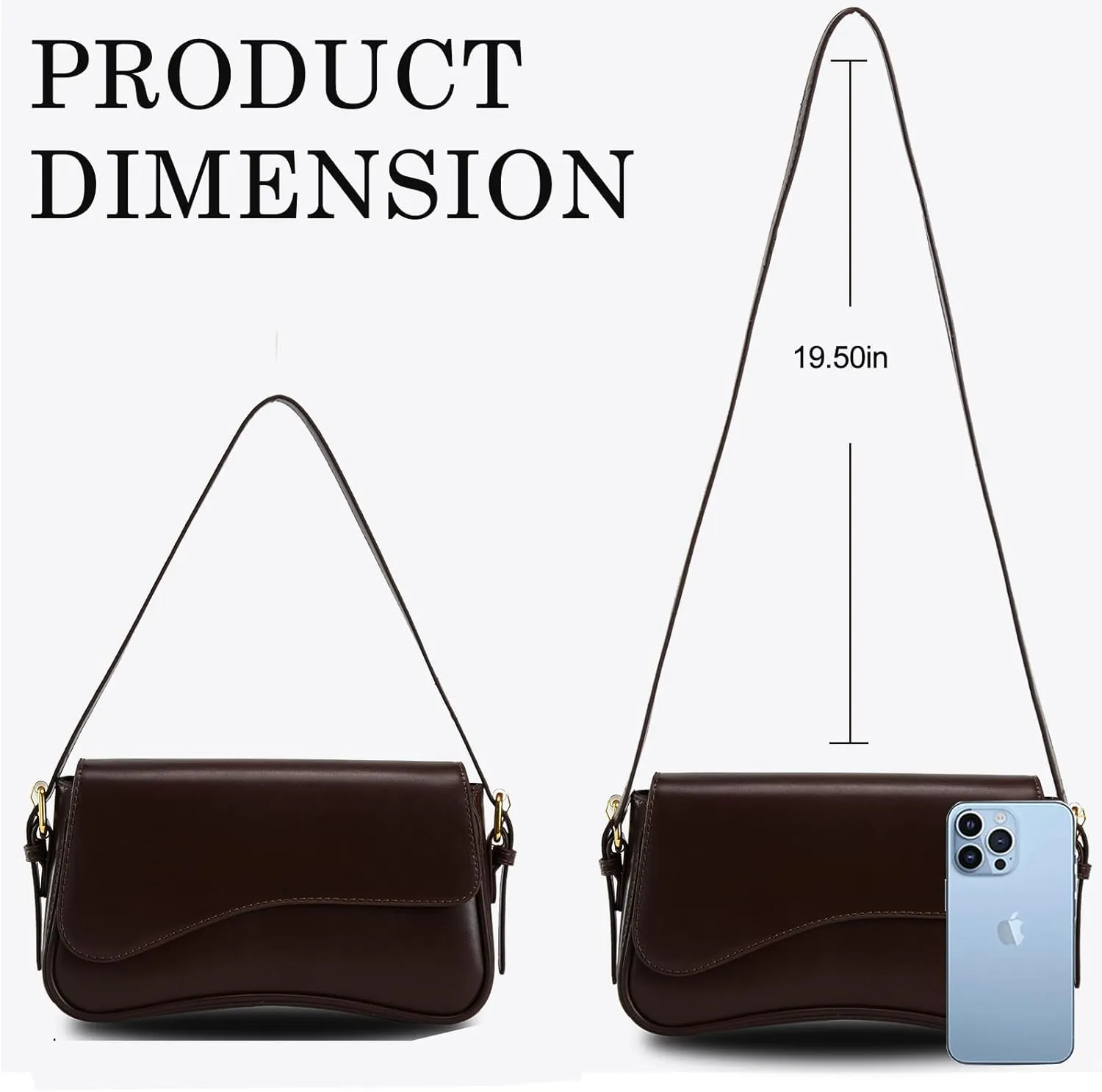 Shoulder Bag for Women Trendy Purse PU Leather Hobo Handbags Clutch Saddle Bag with 2 Removable Stra