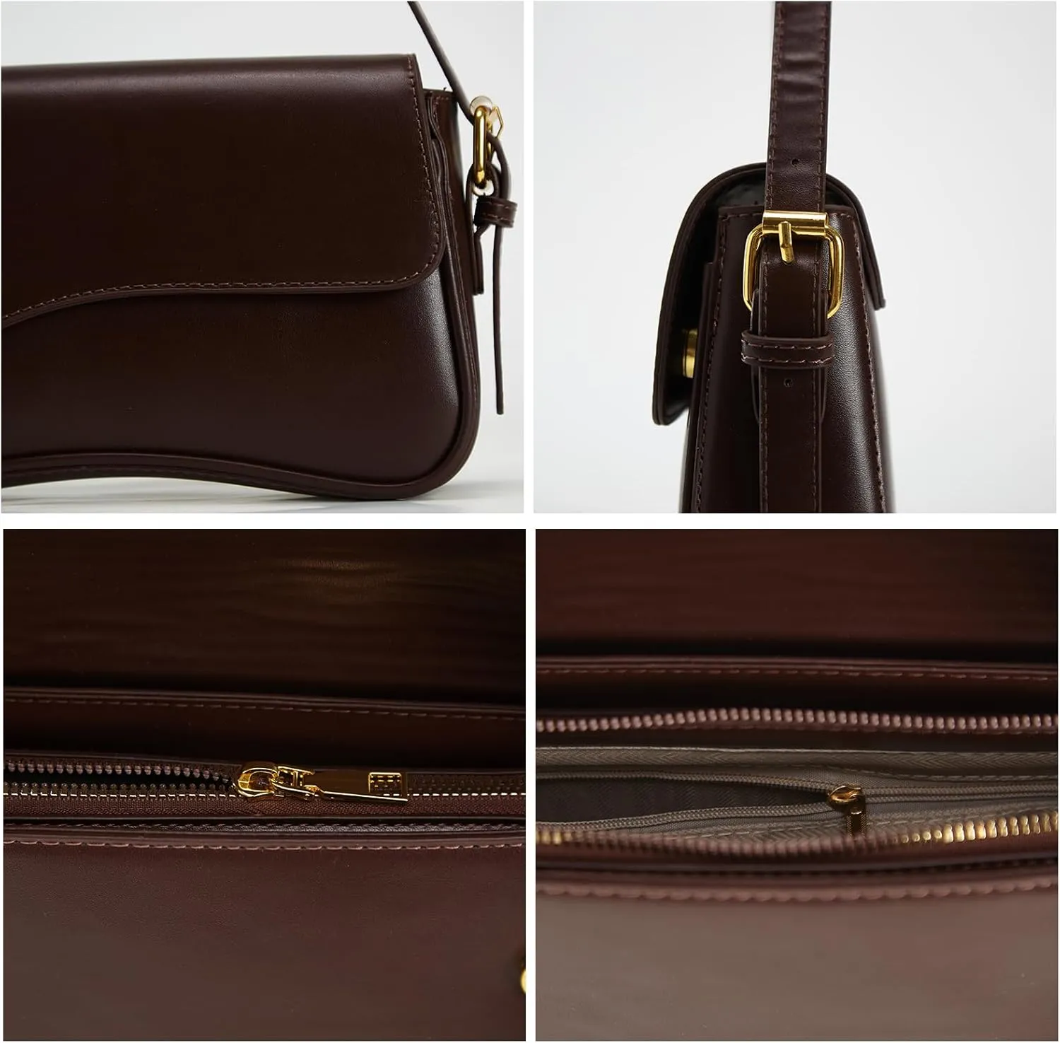 Shoulder Bag for Women Trendy Purse PU Leather Hobo Handbags Clutch Saddle Bag with 2 Removable Stra