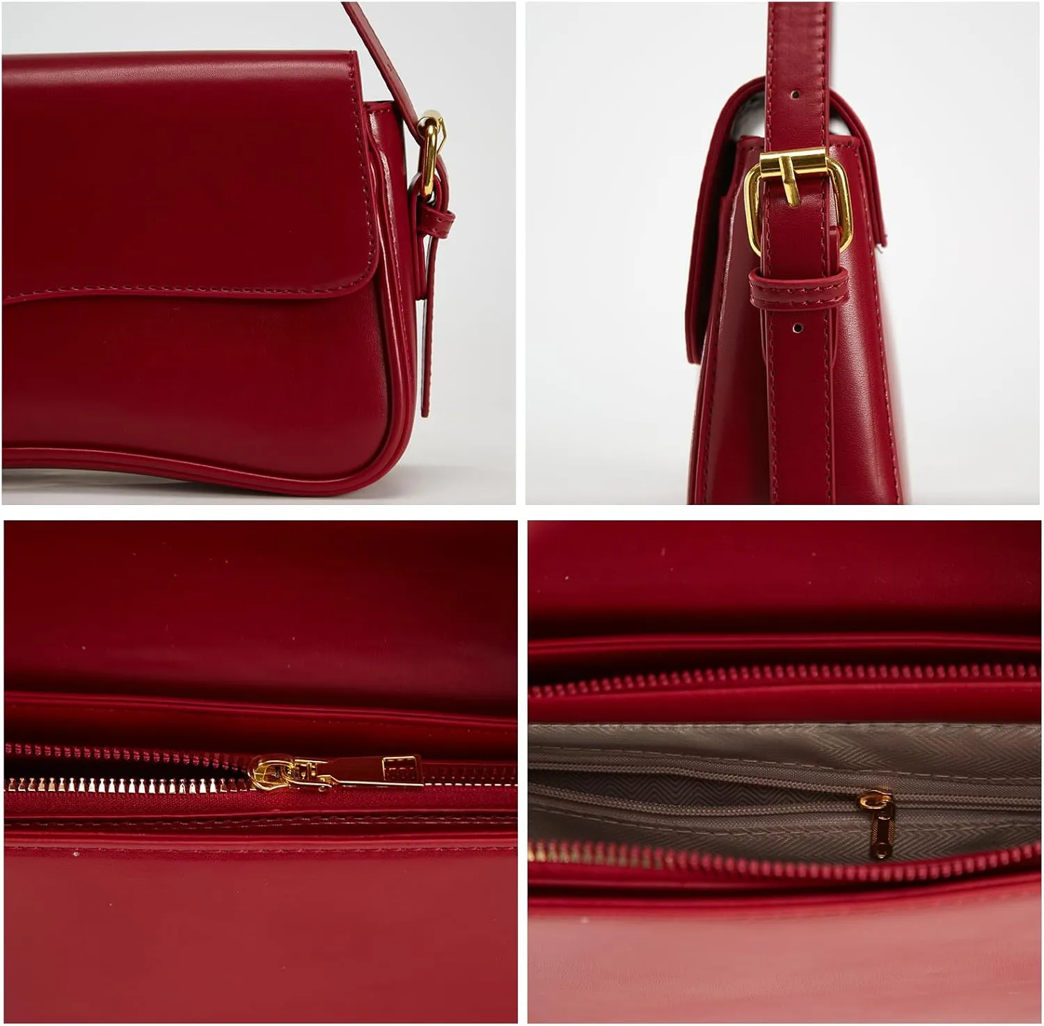 Shoulder Bag for Women Trendy Purse PU Leather Hobo Handbags Clutch Saddle Bag with 2 Removable Stra