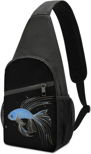 Siamese Fighting Fish Small Sling Bag Crossbody Bags Casual Chest Bag Daypack for Travel Sports Hiking