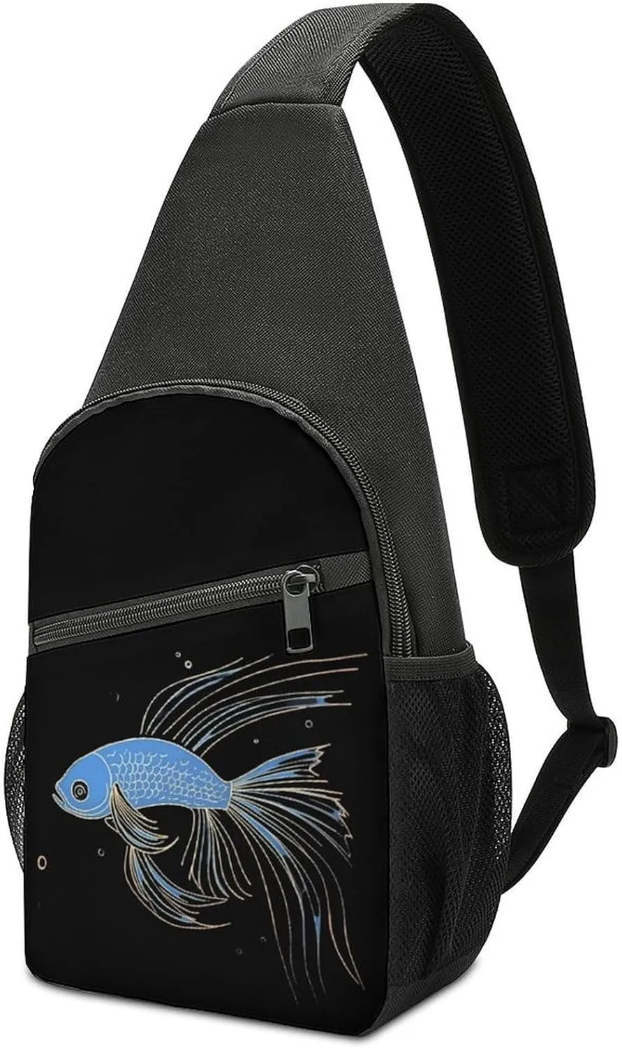 Siamese Fighting Fish Small Sling Bag Crossbody Bags Casual Chest Bag Daypack for Travel Sports Hiking