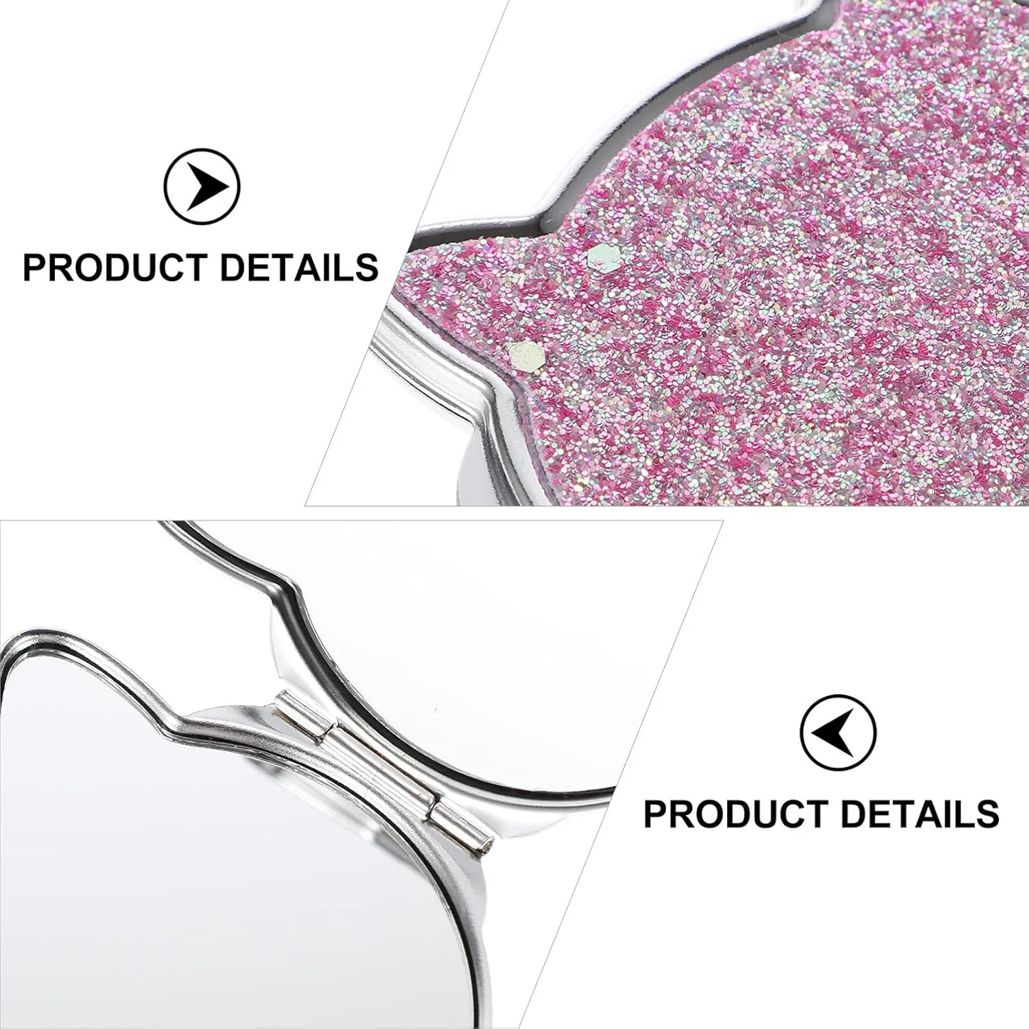 Sided Cat Girls Chic Handbag Cosmetic Pocket- Women Metal Mini Handheld Compact Mirror Vanity Mirrors and Dual for Shaped Makeup Folding Exquisite Travel Shaped: