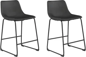 Signature Design by Ashley Centiar 24" Counter Height Modern Bucket Barstool, 2 Count, Black