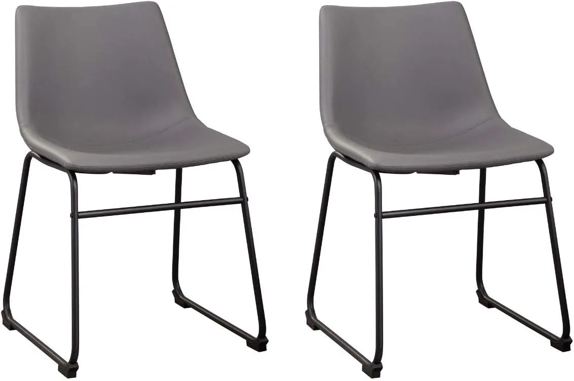 Signature Design by Ashley Centiar Urban Industrial 19" Faux Leather Bucket Dining Chair, 2 Count, Gray