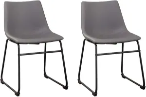 Signature Design by Ashley Centiar Urban Industrial 19" Faux Leather Bucket Dining Chair, 2 Count, Gray