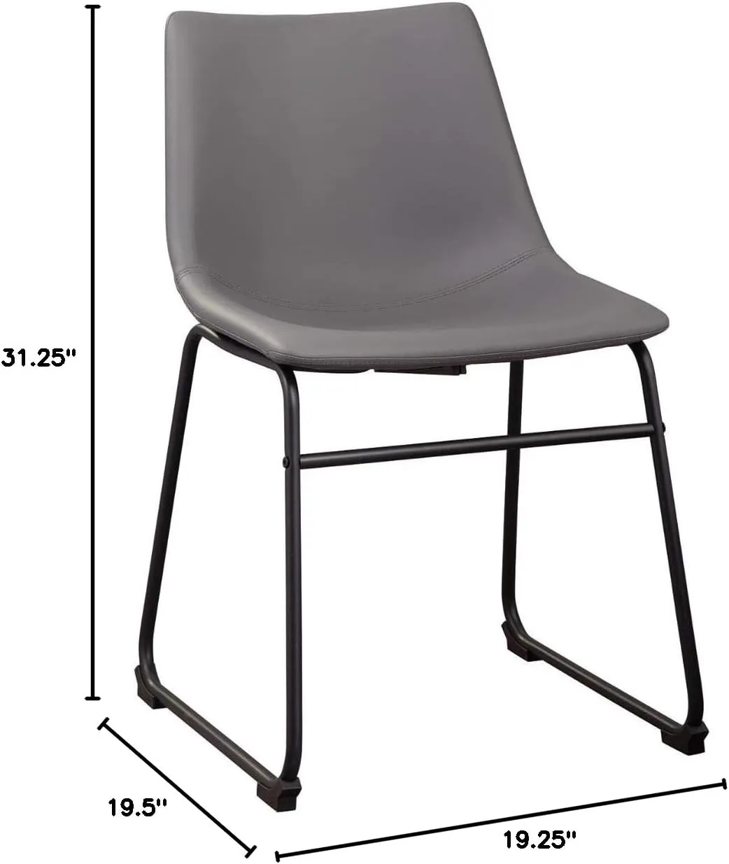 Signature Design by Ashley Centiar Urban Industrial 19" Faux Leather Bucket Dining Chair, 2 Count, Gray