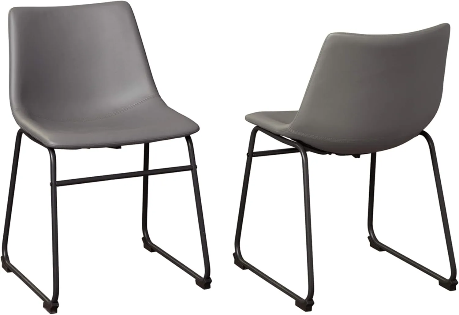 Signature Design by Ashley Centiar Urban Industrial 19" Faux Leather Bucket Dining Chair, 2 Count, Gray