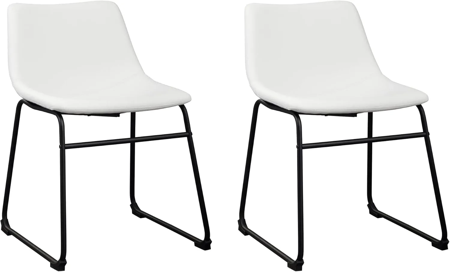 Signature Design by Ashley Centiar Urban Industrial Faux Leather 18.75" Bucket Dining Chair, 2 Count, White