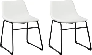Signature Design by Ashley Centiar Urban Industrial Faux Leather 18.75" Bucket Dining Chair, 2 Count, White