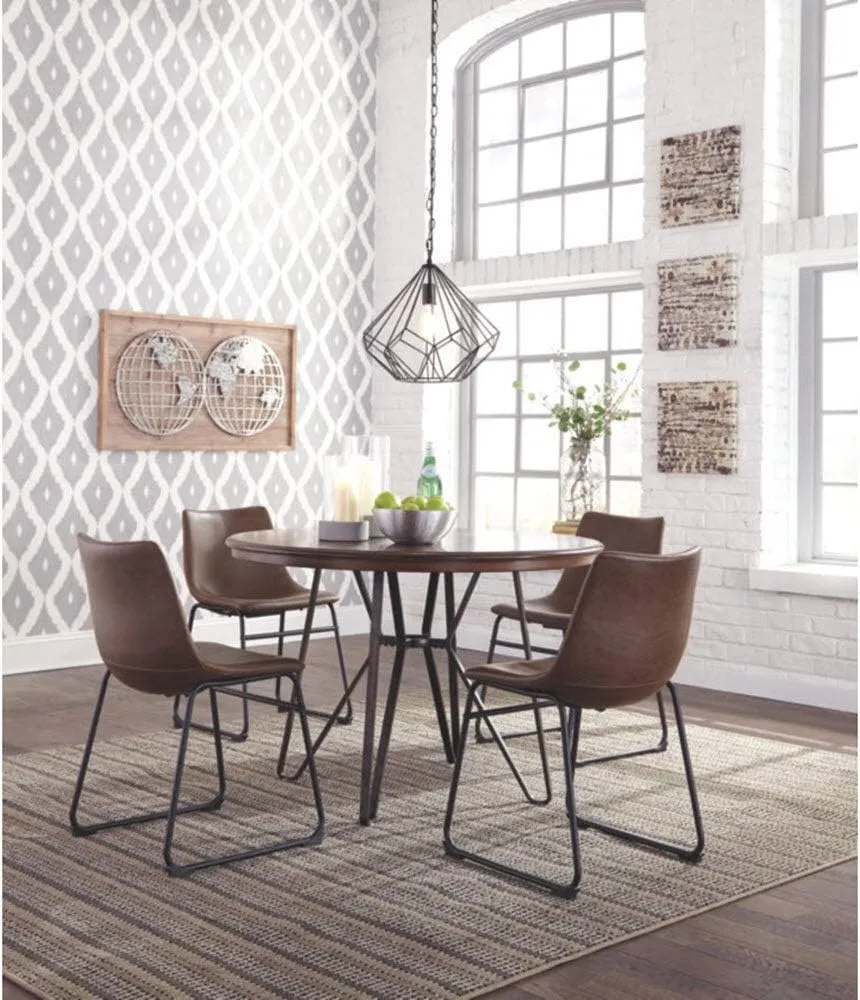 Signature Design by Ashley Mid Century Centiar 18.75" Dining Bucket Chair, 2 Count, Black and Brown