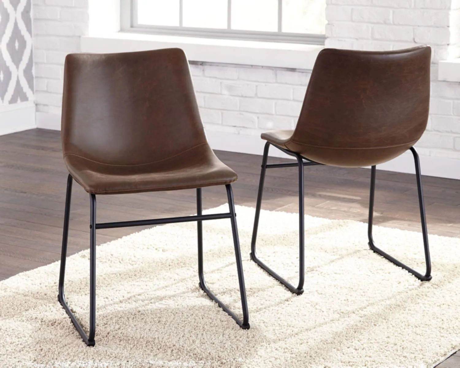 Signature Design by Ashley Mid Century Centiar 18.75" Dining Bucket Chair, 2 Count, Black and Brown