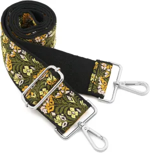 Silvery Buckles Wide Shoulder Strap Adjustable Replacement Belt Crossbody Canvas Bag Handbag