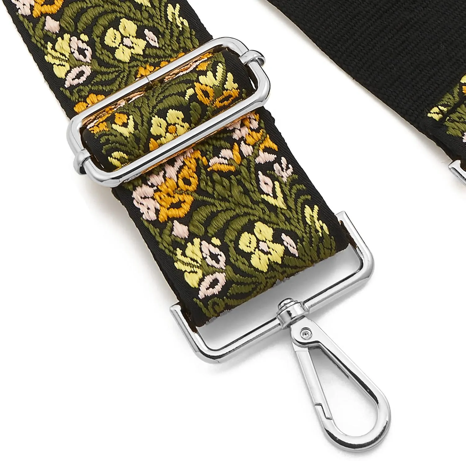 Silvery Buckles Wide Shoulder Strap Adjustable Replacement Belt Crossbody Canvas Bag Handbag