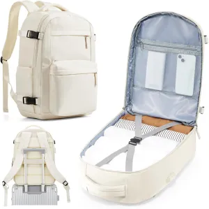 Simple Travel Backpack For Women Men,Carry on Backpack for Traveling on Airplane,Mochila de Viaje,Frontier Airlines Personal Item Travel Bag,Waterproof Luggage Backpack with USB Charging Port(Beige)