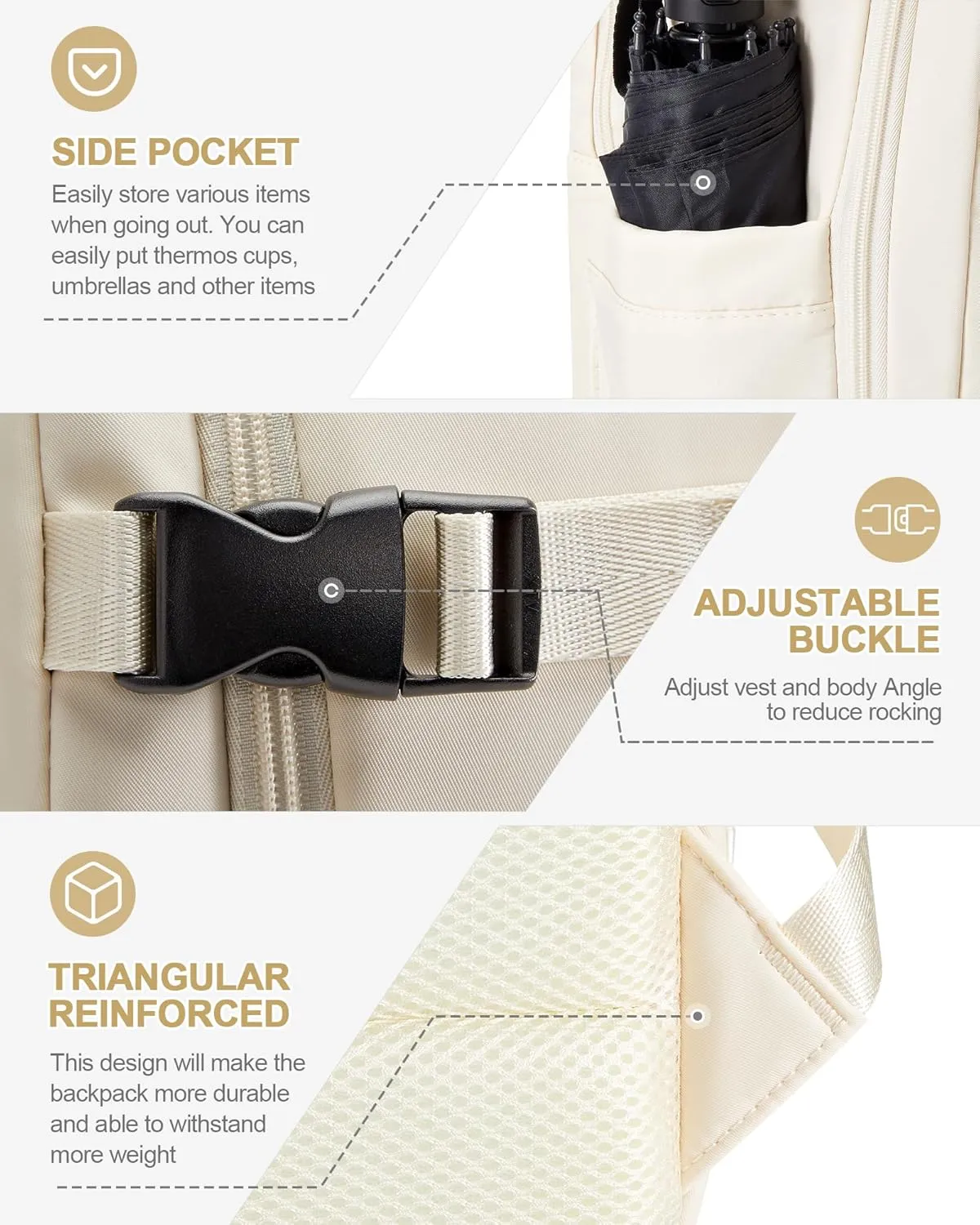 Simple Travel Backpack For Women Men,Carry on Backpack for Traveling on Airplane,Mochila de Viaje,Frontier Airlines Personal Item Travel Bag,Waterproof Luggage Backpack with USB Charging Port(Beige)