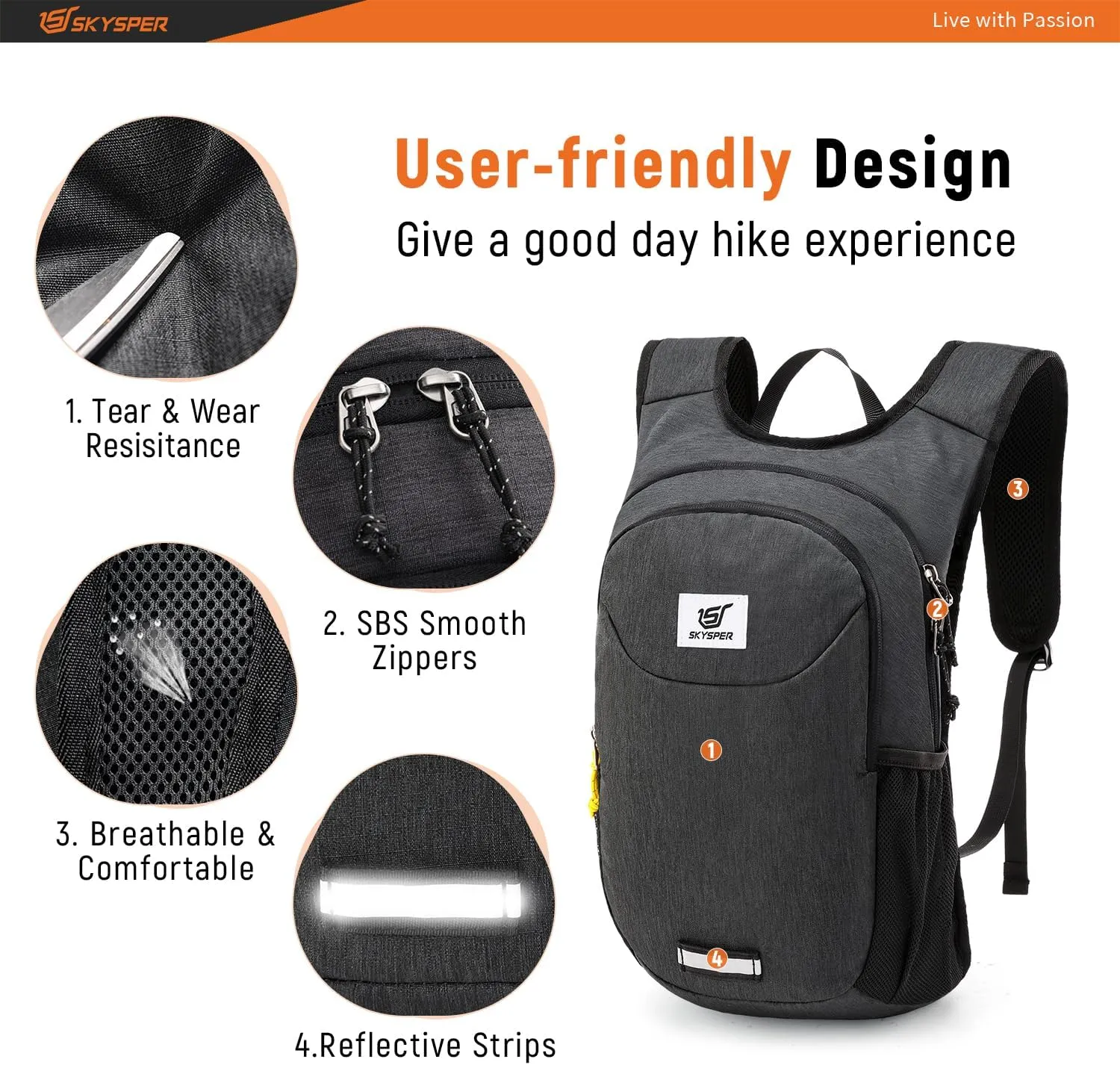 SKYSPER Small Hiking Backpack 10L Packable Lightweight Back Pack Foldable Travel Daypack for Women Men