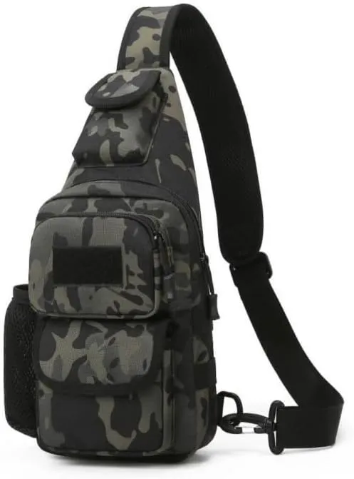 Sling Bag Crossbody Backpack for Men,Handiness Skiing Sling Bag, Lightweight Daypack for Hiking Travel (Black 2)