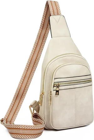 Sling Bag for Women, Fashion Waist Packs, Crossbody Bags Fanny Pack Chest Bag for Travel(White)