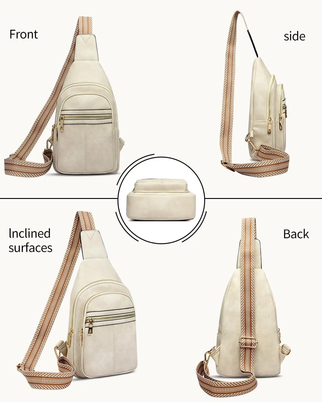 Sling Bag for Women, Fashion Waist Packs, Crossbody Bags Fanny Pack Chest Bag for Travel(White)
