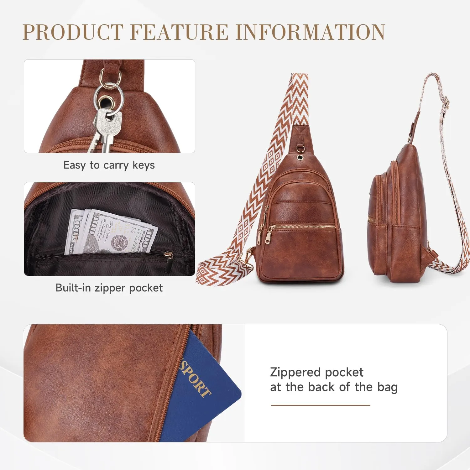 Sling Bag for Women Men Crossbody Tote Blet Bags Trendy Fanny Backpack Pack Travel Purse