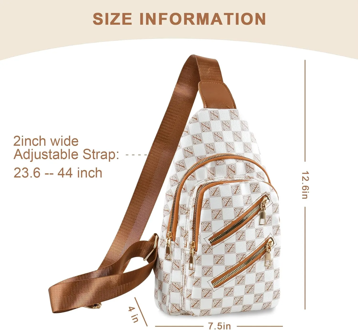 Sling Bag for Women Men Fanny Pack Chest Bag Leather Crossbody Bags for Travel Anti Theft,Crossbody Bag for Women (Grid pink shoulder strap)