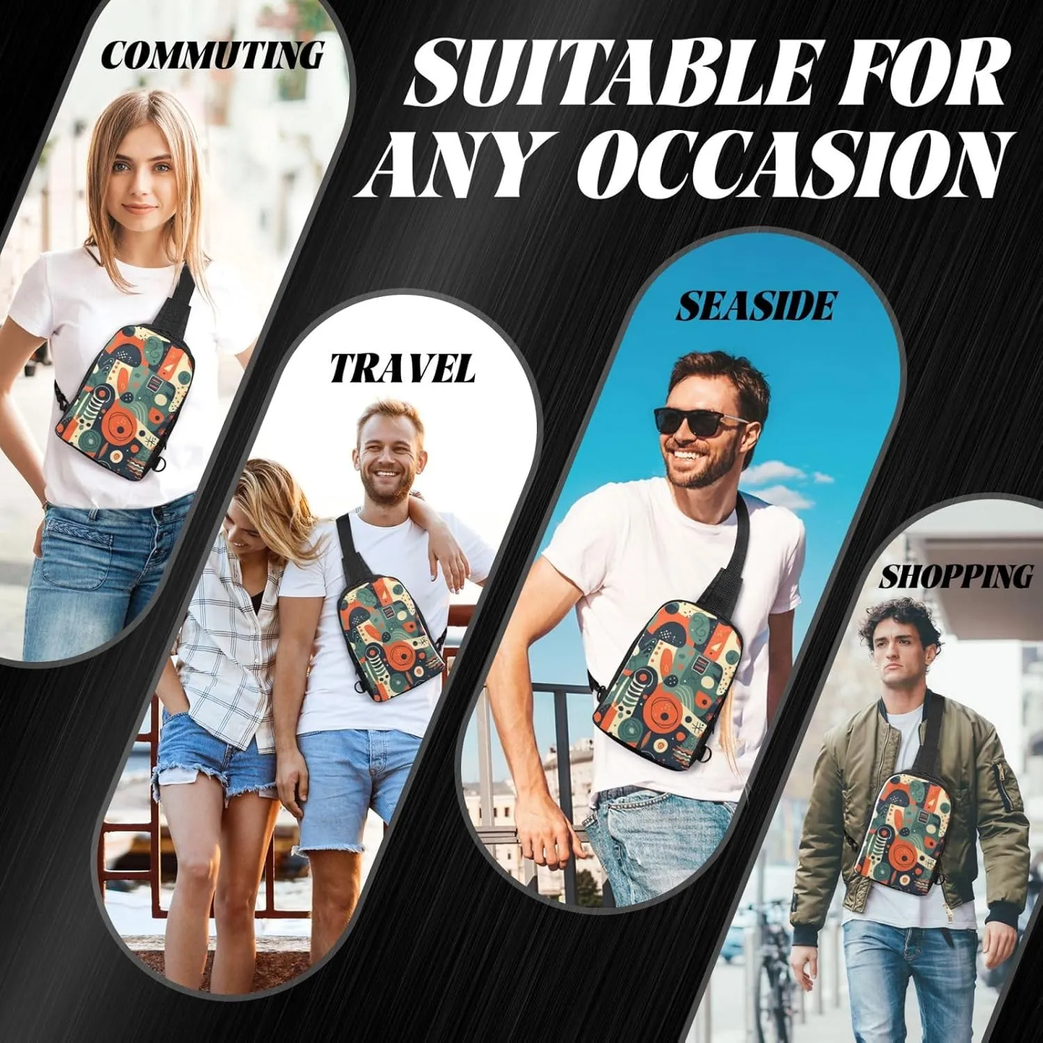Sling bag for Women Men Trendy Sling Bakpack Casual Chest Bag Fun Graffiti Style Fanny Pack for Travel Hiking