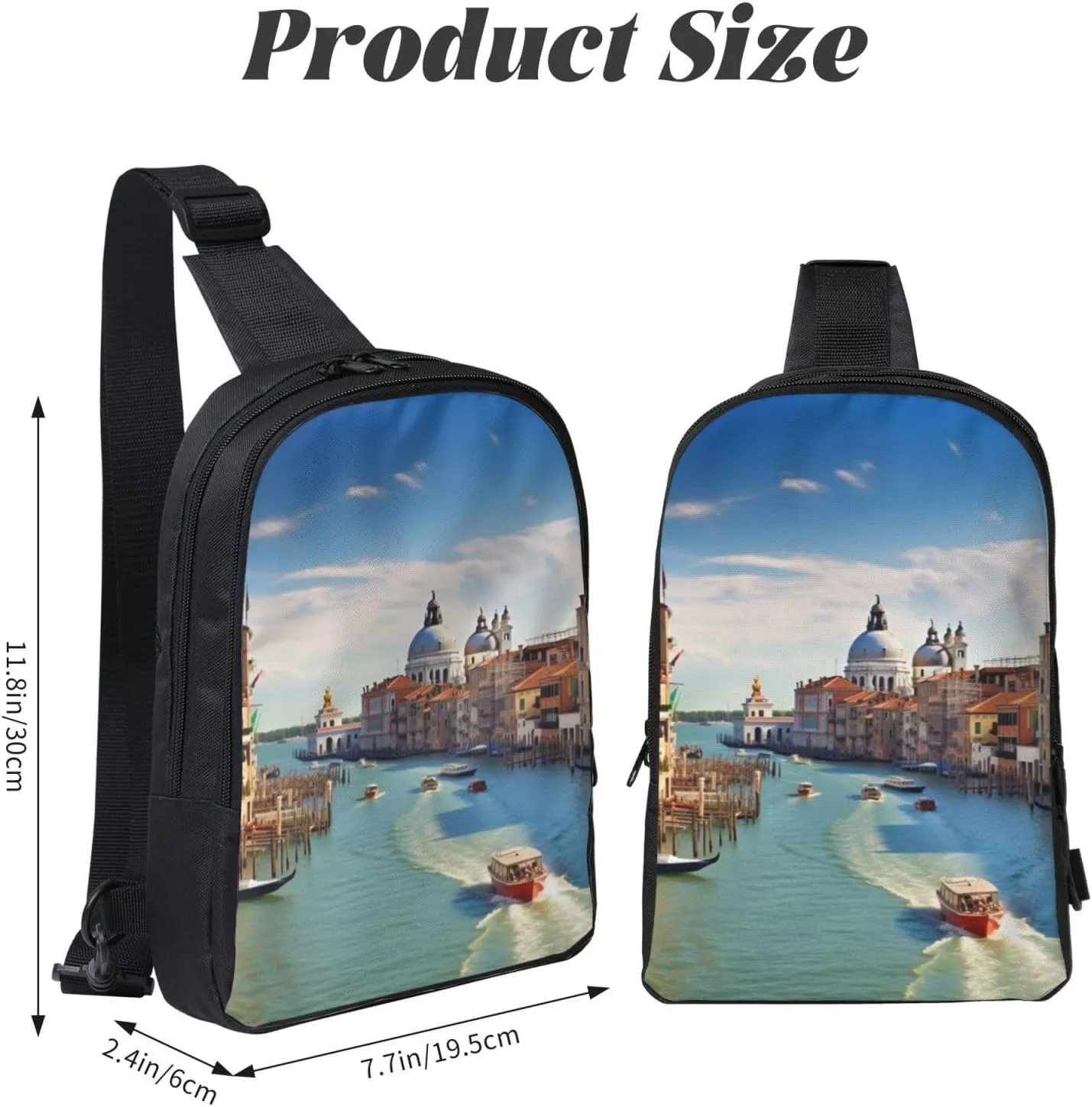 Sling bag for Women Men Trendy Sling Bakpack Casual Chest Bag Grand canal in Italy Fanny Pack for Travel Hiking