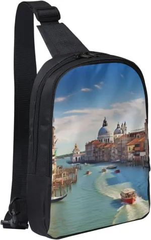 Sling bag for Women Men Trendy Sling Bakpack Casual Chest Bag Grand canal in Italy Fanny Pack for Travel Hiking