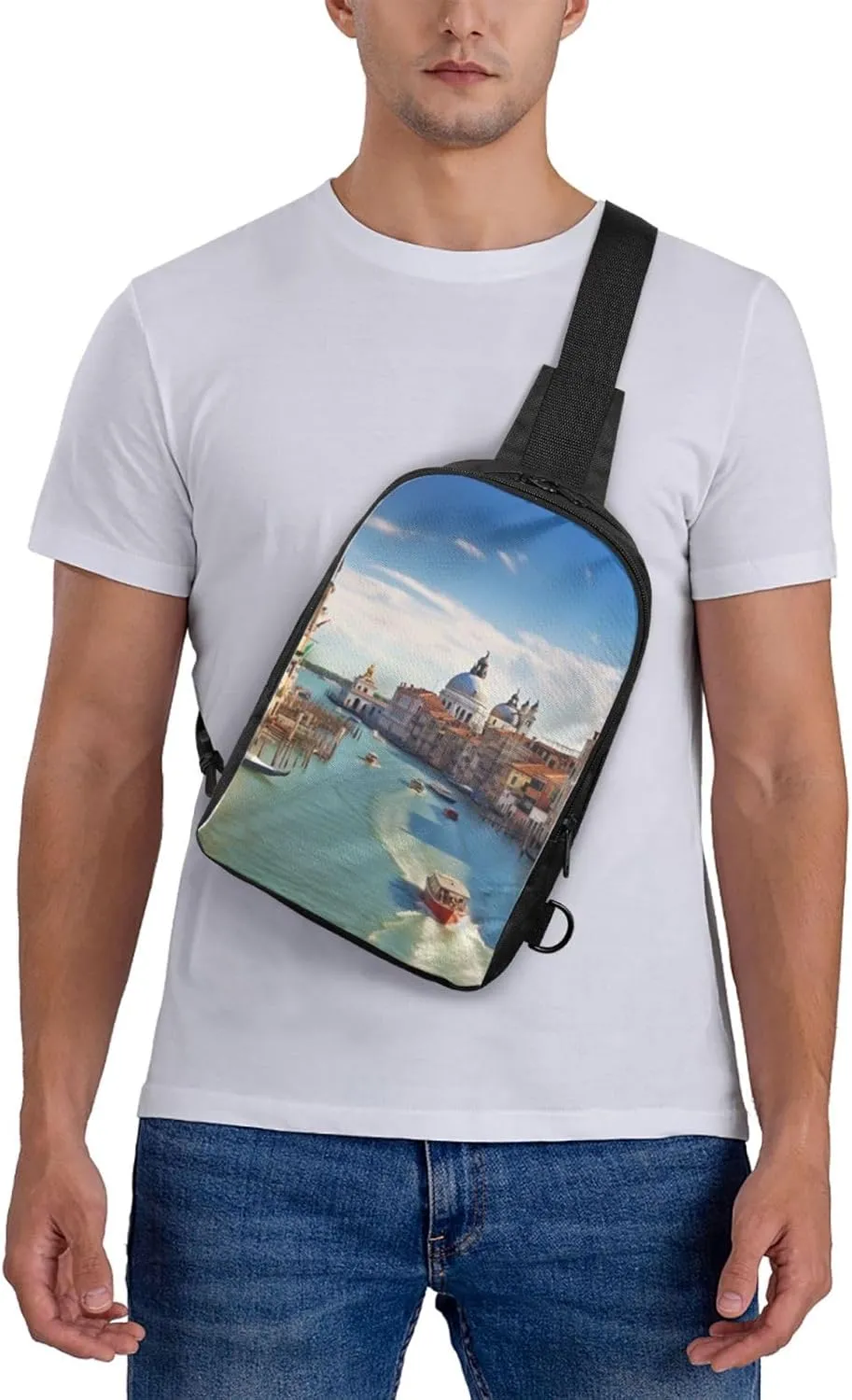 Sling bag for Women Men Trendy Sling Bakpack Casual Chest Bag Grand canal in Italy Fanny Pack for Travel Hiking