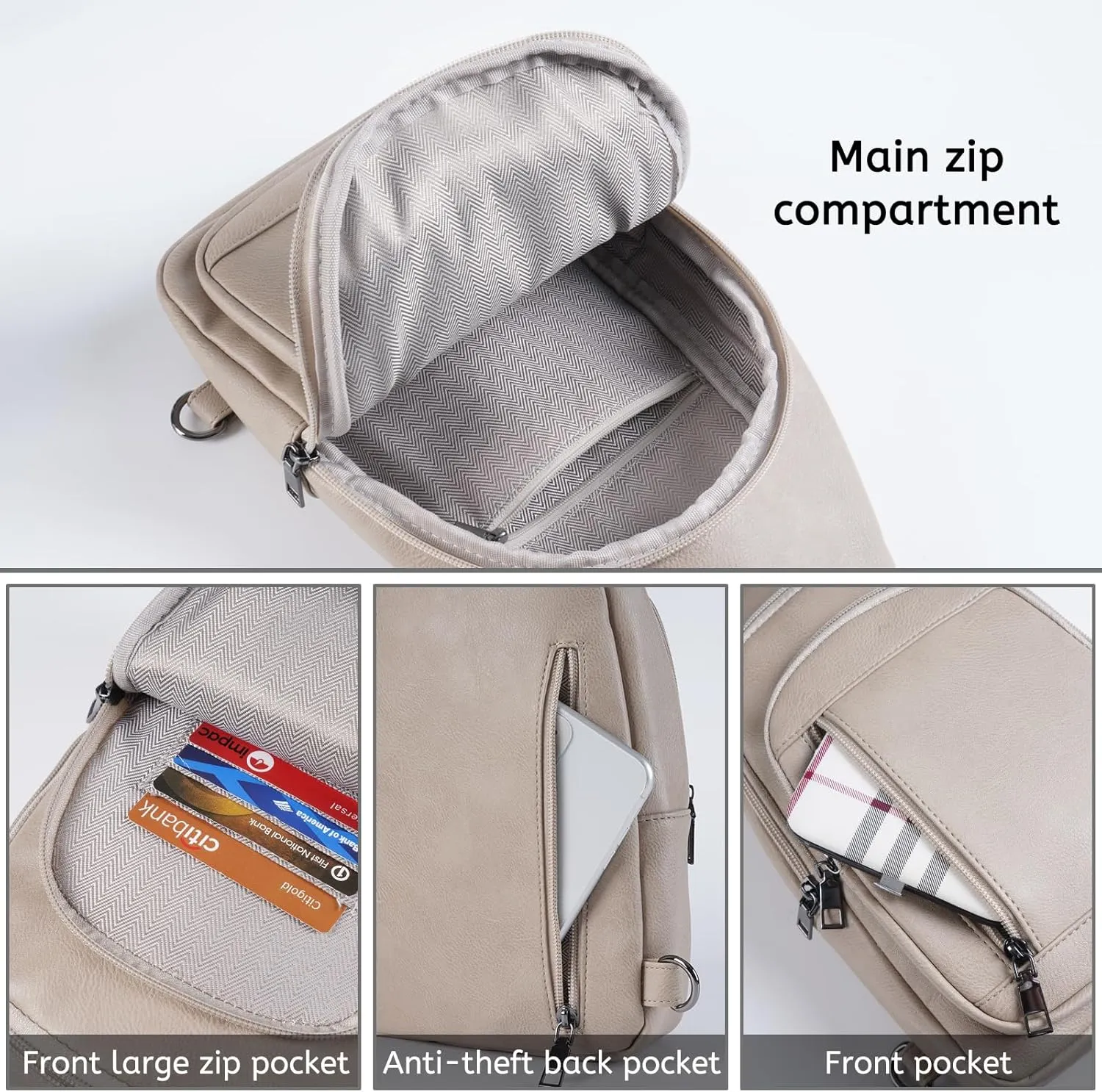 Sling Bag for Women PU Leather Sling Bag Small Crossbody Sling Backpack Multipurpose Chest Bag for Women Cycling
