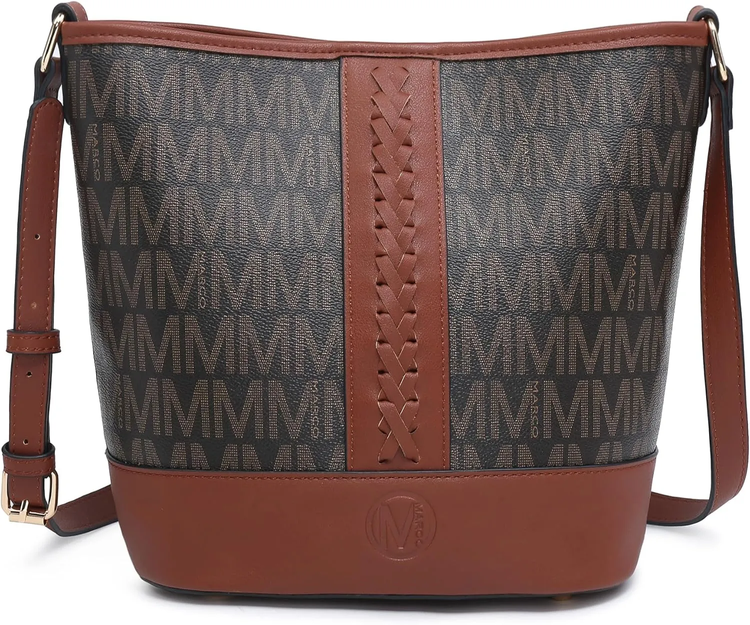 Small Bucket Bag Purses for Women Vegan Leather Crossbody Shoulder Monogram Handbags with Adjustable Strap