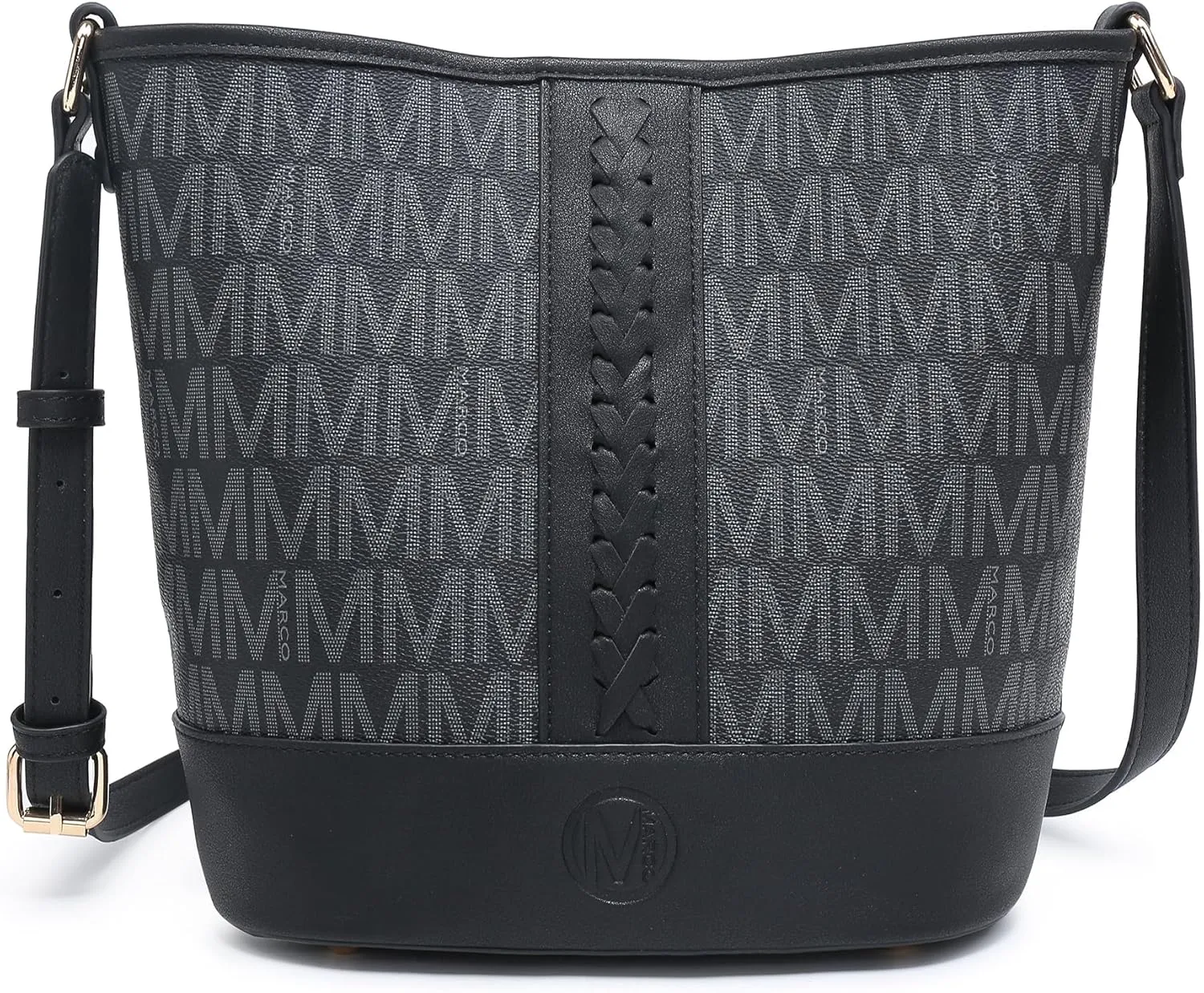 Small Bucket Bag Purses for Women Vegan Leather Crossbody Shoulder Monogram Handbags with Adjustable Strap