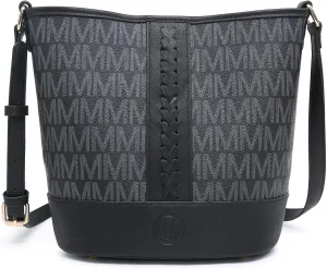 Small Bucket Bag Purses for Women Vegan Leather Crossbody Shoulder Monogram Handbags with Adjustable Strap